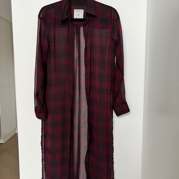 Zara Sheer Plaid Tunic - Picture 1 of 4